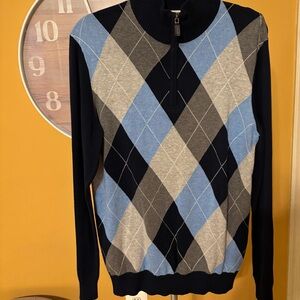 Men's Argyle Sweater - Blue, Gray, and Black